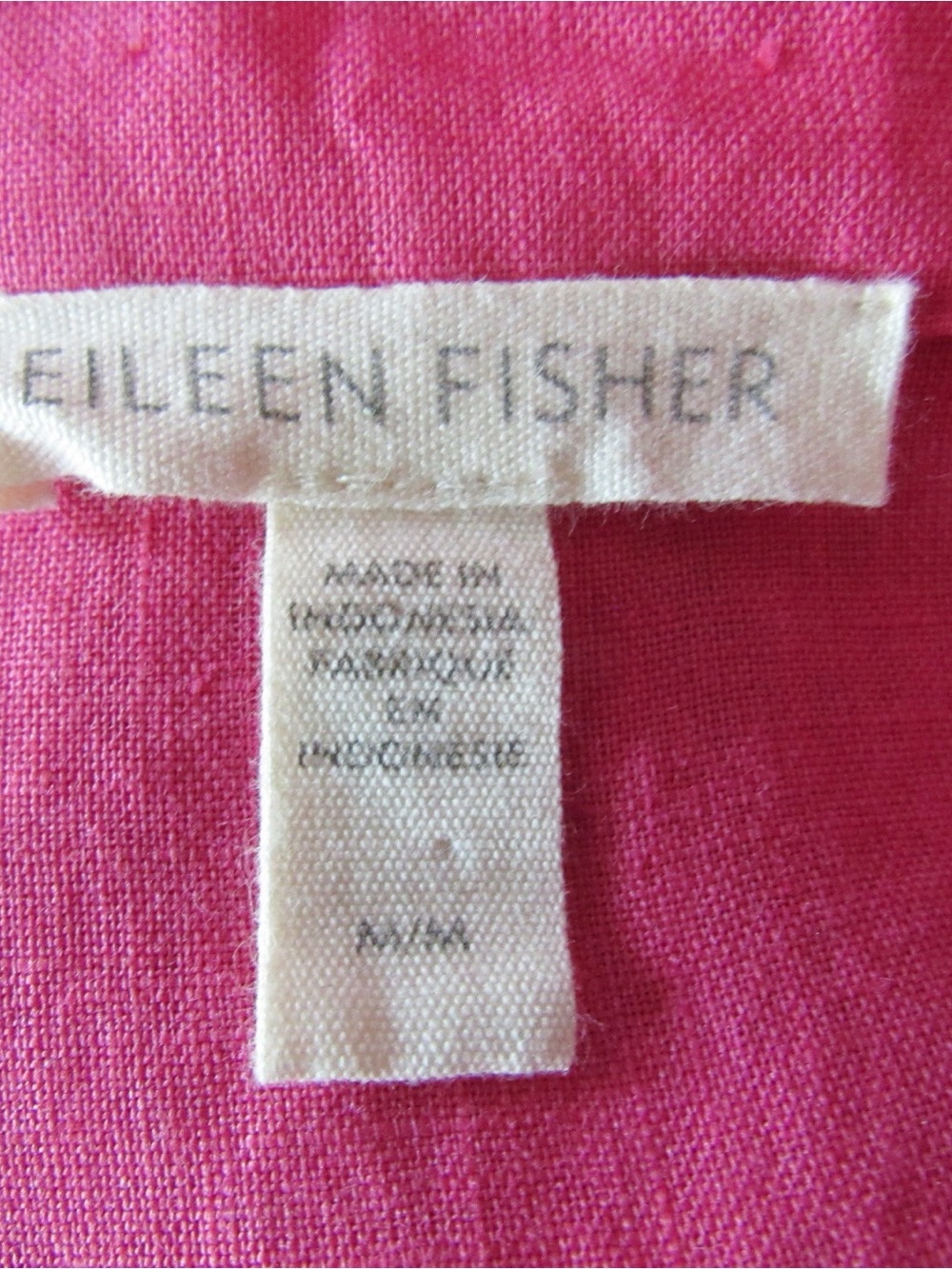 Eileen Fisher Hot Pink Long Sleeve Button Down Shirt Tunic Medium Organic Linen - Picture 9 of 9